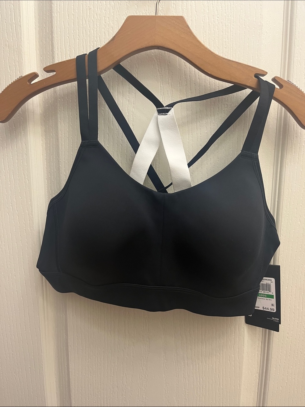 Under Armour Black Sports Bra with White Back Straps